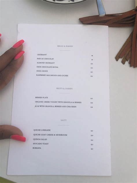 dior coffee miami menu|Dior cafe Miami menu.